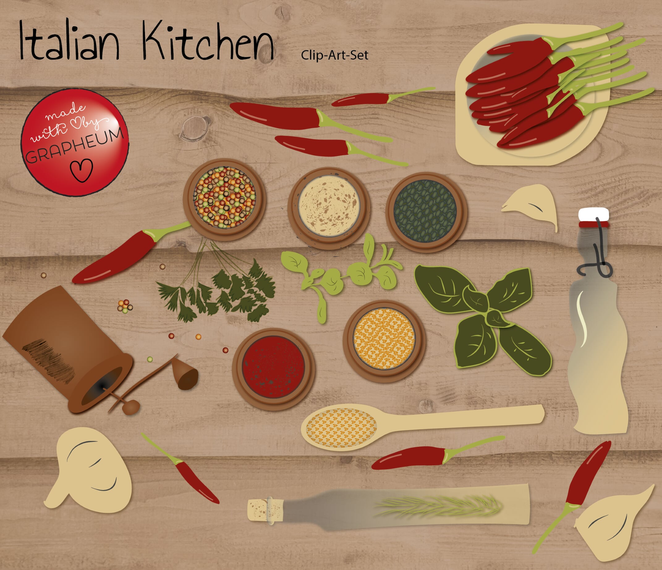 Italian Kitchen Untensilien der italienischen Küche